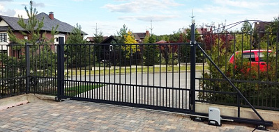 Откатные ворота из профтрубы